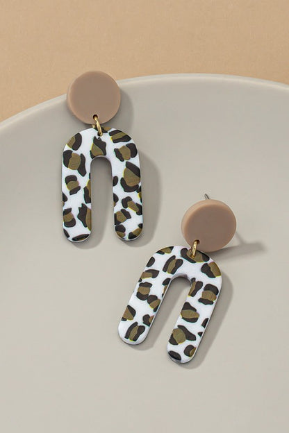 Leopard print arch drop earrings