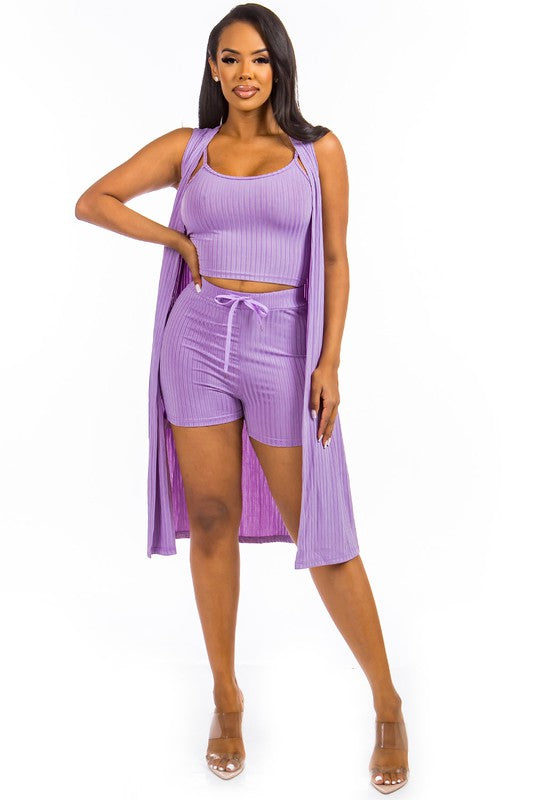 Casually Serving Sexy 3 Piece Short Set