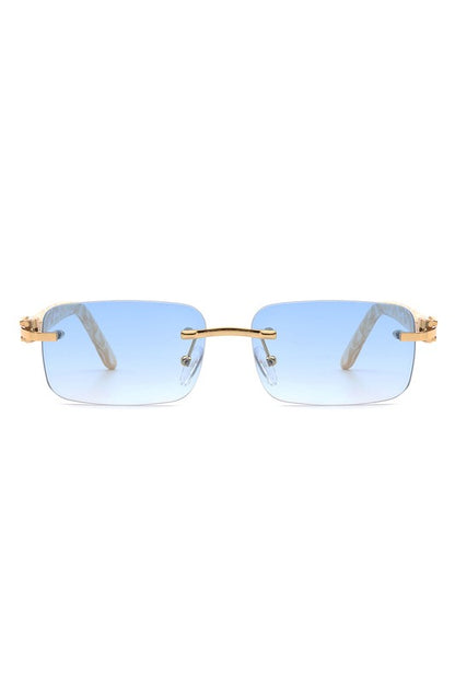 Rimless Rectangle Retro Tinted Fashion Sunglasses