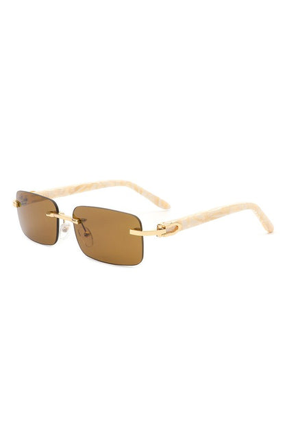 Rimless Rectangle Retro Tinted Fashion Sunglasses