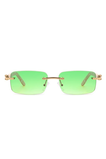 Rimless Rectangle Retro Tinted Fashion Sunglasses