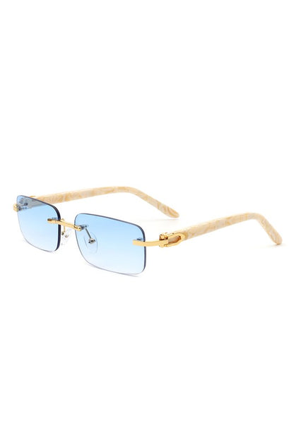 Rimless Rectangle Retro Tinted Fashion Sunglasses