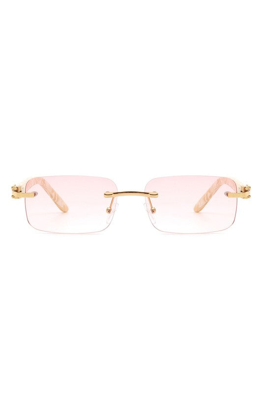 Rimless Rectangle Retro Tinted Fashion Sunglasses