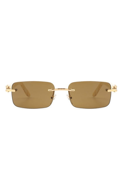 Rimless Rectangle Retro Tinted Fashion Sunglasses