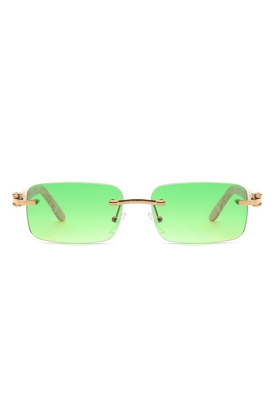 Rimless Rectangle Retro Tinted Fashion Sunglasses