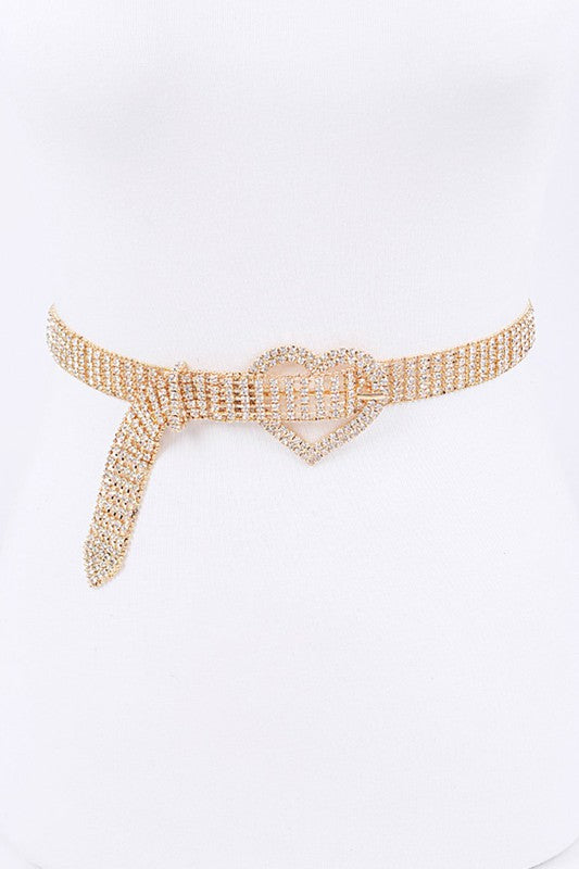 Heart Buckle Rhinestone Belt