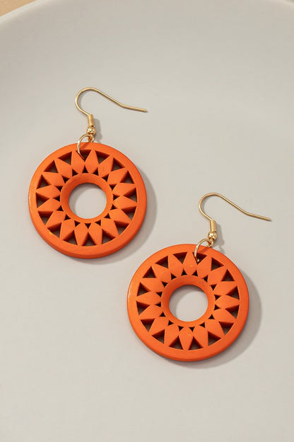 NEW COLORS Cutout wood circle drop earrings