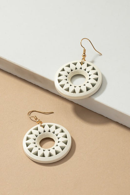 NEW COLORS Cutout wood circle drop earrings