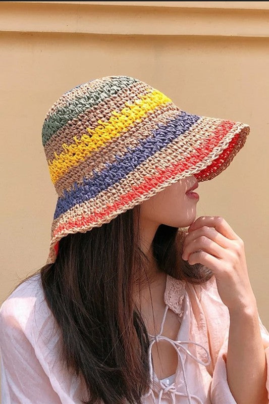 Crochet Straw Bucket Hat