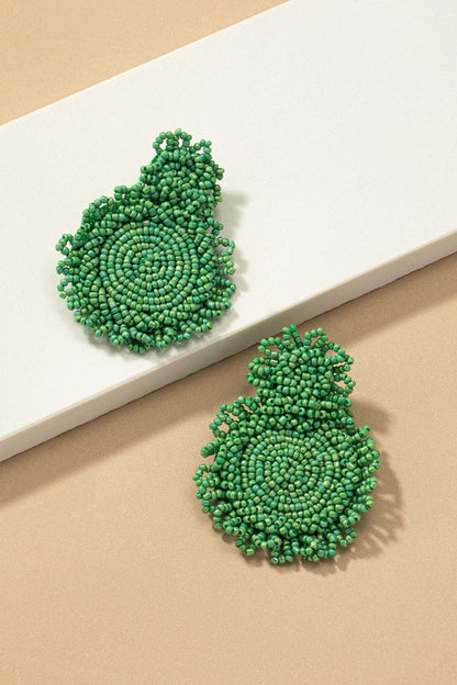 Premium hand sewn seed bead disk drop earrings