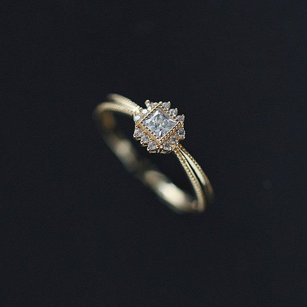 925 Sterling Silver Simple Zircon Ring