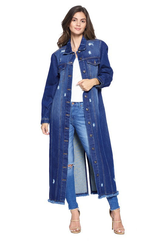 Can't Let Go Denim Jacket with Distressed