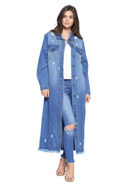 Can't Let Go Denim Jacket with Distressed