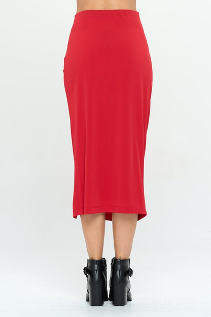 Made in USA Midi Skirt with Front Knot and Slit