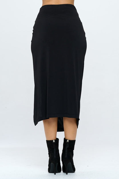 Made in USA Midi Skirt with Front Knot and Slit