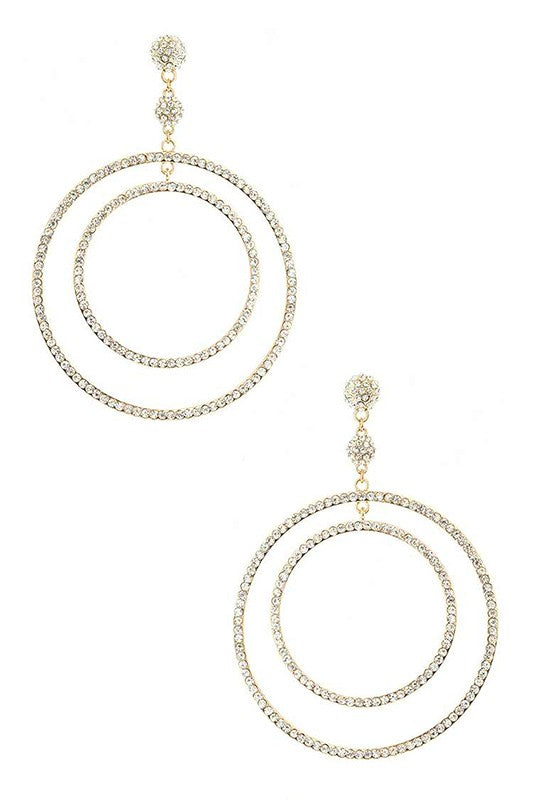 Crystal Double Hoop Drops Earrings