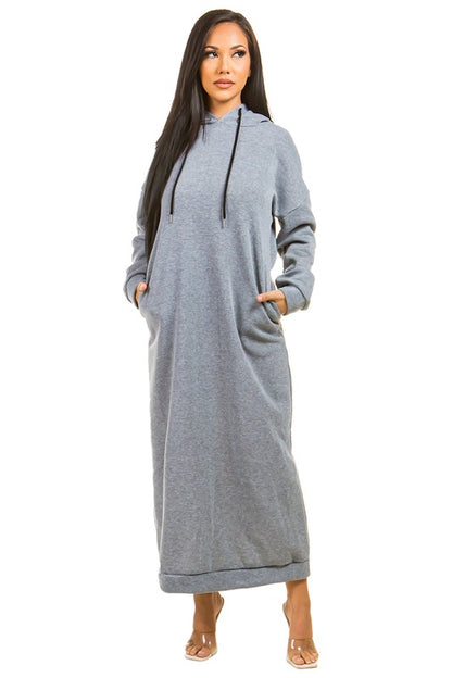 In The House Sexy Long Maxi Hoodie Dress