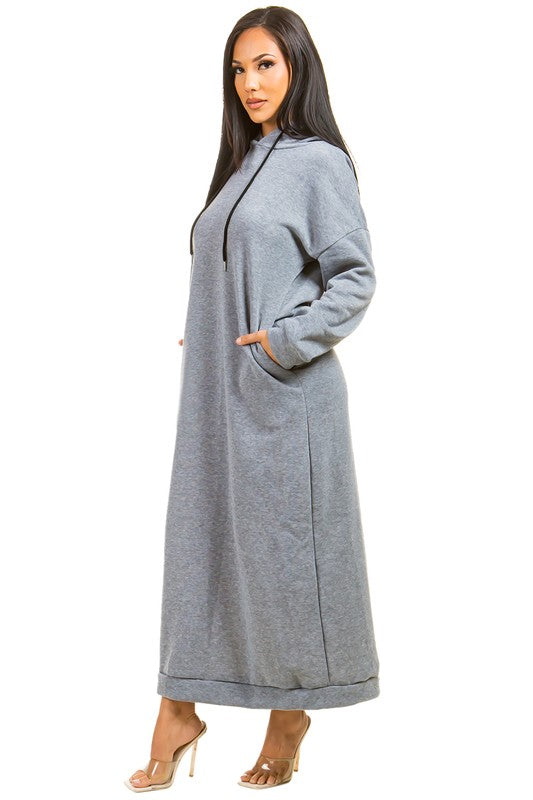 In The House Sexy Long Maxi Hoodie Dress