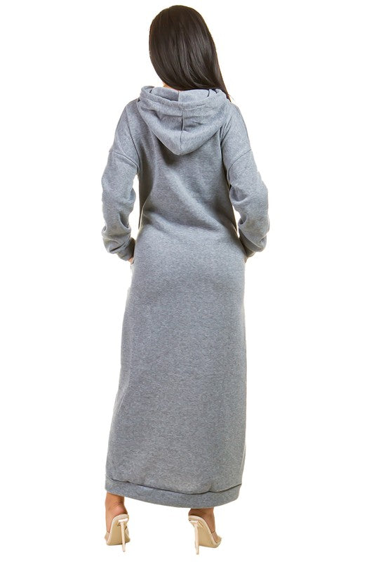 SEXY LONG MAXI HOODIE DRESS