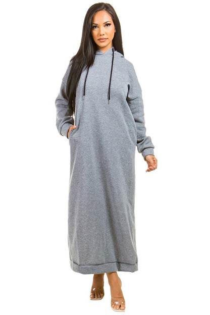 In The House Sexy Long Maxi Hoodie Dress