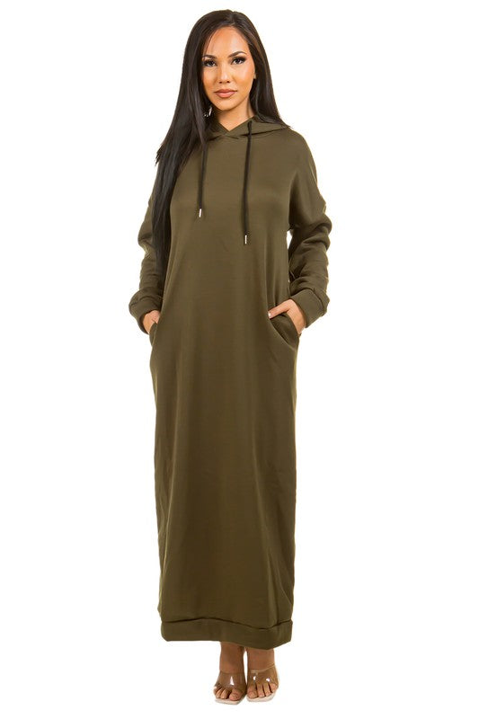 In The House Sexy Long Maxi Hoodie Dress