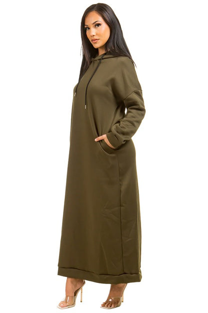 In The House Sexy Long Maxi Hoodie Dress