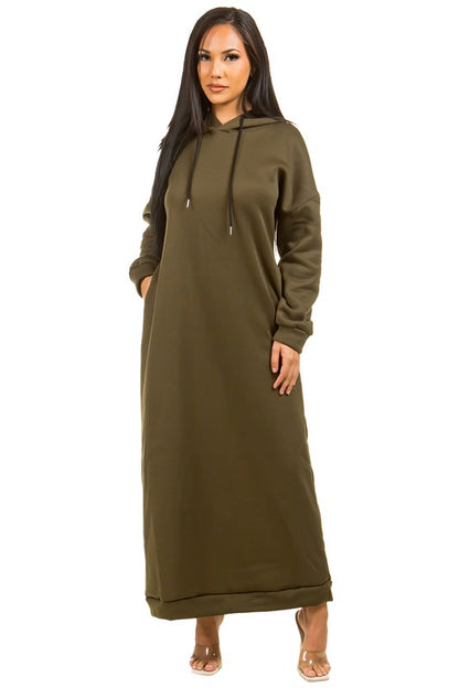 In The House Sexy Long Maxi Hoodie Dress