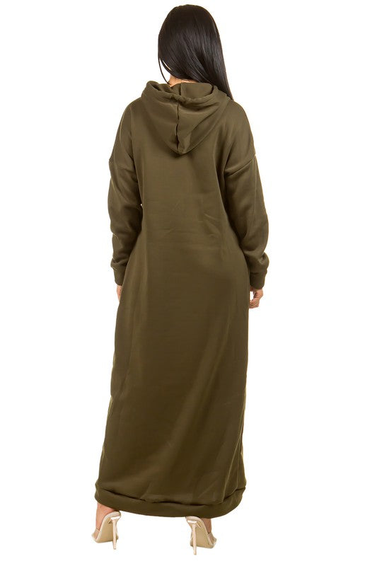 In The House Sexy Long Maxi Hoodie Dress