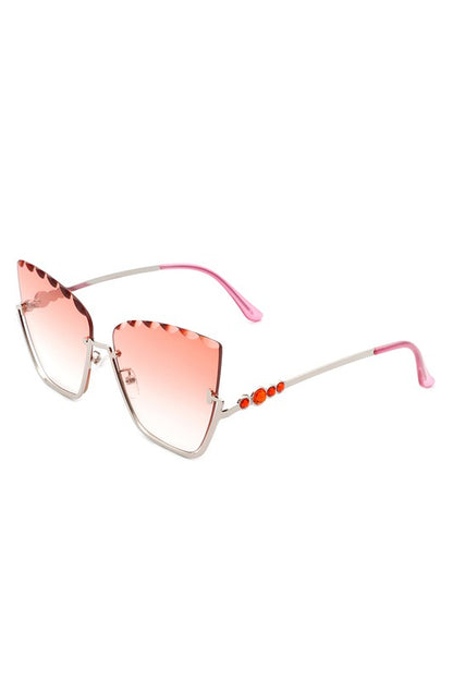 Half Frame Square Tinted Cat Eye Sunglasses