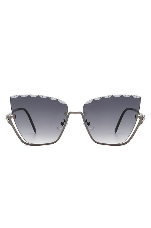 Half Frame Square Tinted Cat Eye Sunglasses