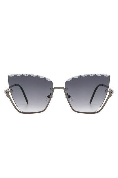 Half Frame Square Tinted Cat Eye Sunglasses