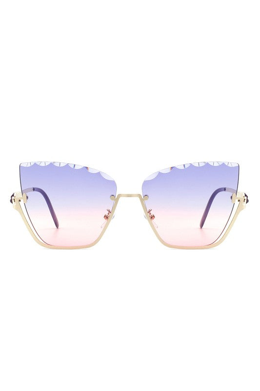 Half Frame Square Tinted Cat Eye Sunglasses