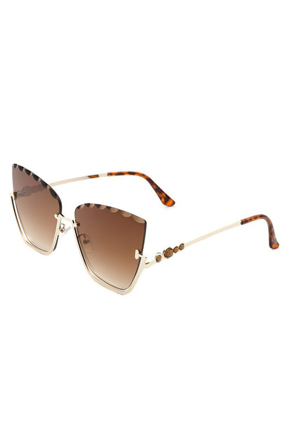 Half Frame Square Tinted Cat Eye Sunglasses