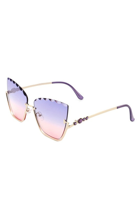 Half Frame Square Tinted Cat Eye Sunglasses