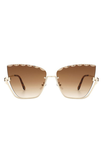 Half Frame Square Tinted Cat Eye Sunglasses