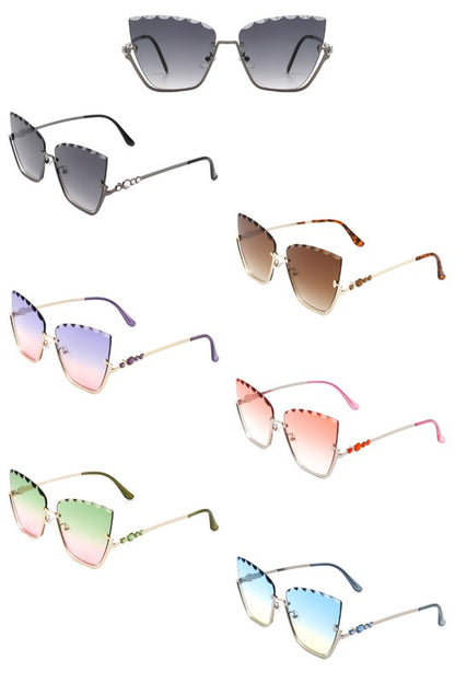 Half Frame Square Tinted Cat Eye Sunglasses