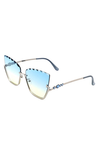 Half Frame Square Tinted Cat Eye Sunglasses