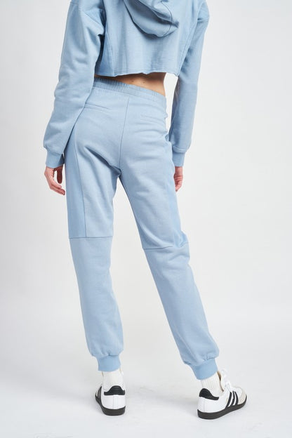 Rib Contrast Jogger Pants