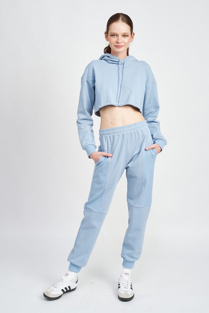 Rib Contrast Jogger Pants