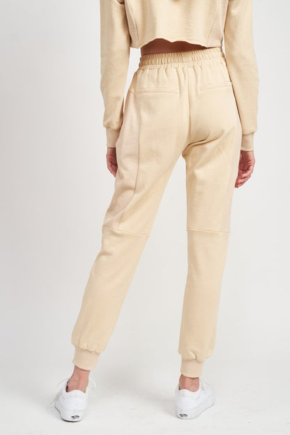 Rib Contrast Jogger Pants