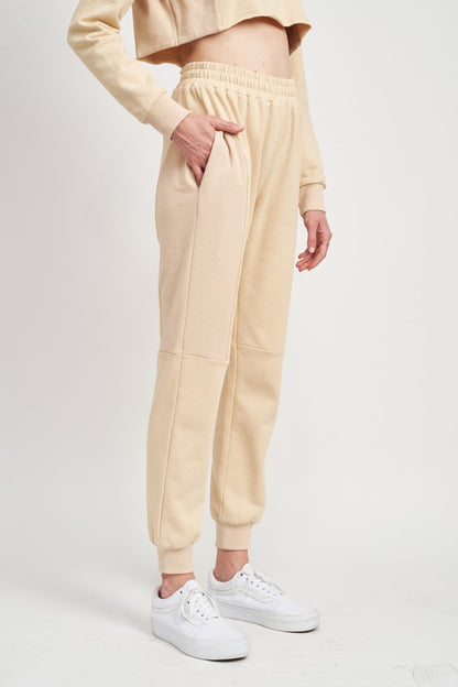 Rib Contrast Jogger Pants