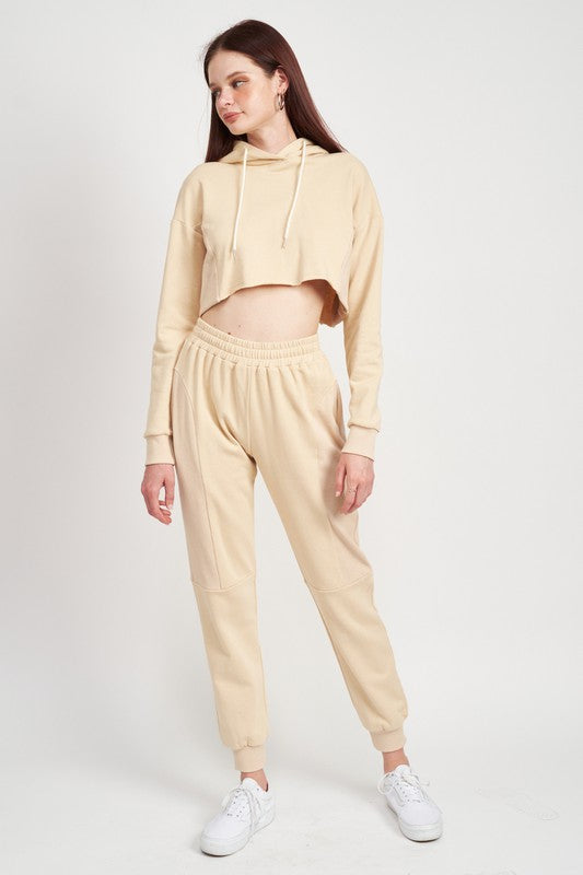 Rib Contrast Jogger Pants