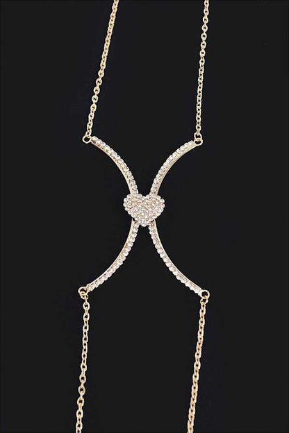 Rhinestone Heart Accent Body Chain