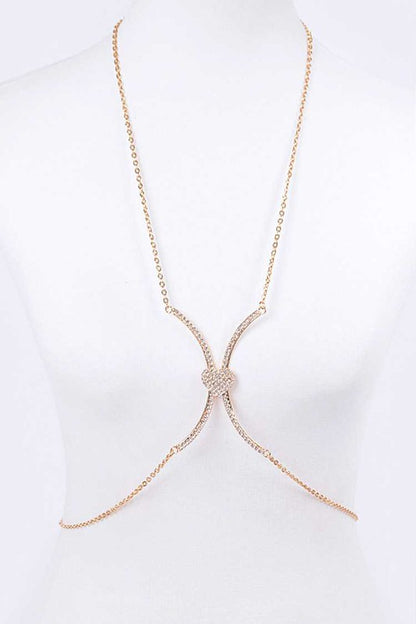 Rhinestone Heart Accent Body Chain