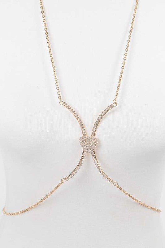 Rhinestone Heart Accent Body Chain