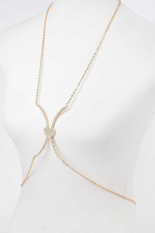 Rhinestone Heart Accent Body Chain