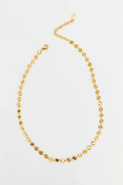 Ruffled Gold Circle Charm Necklace