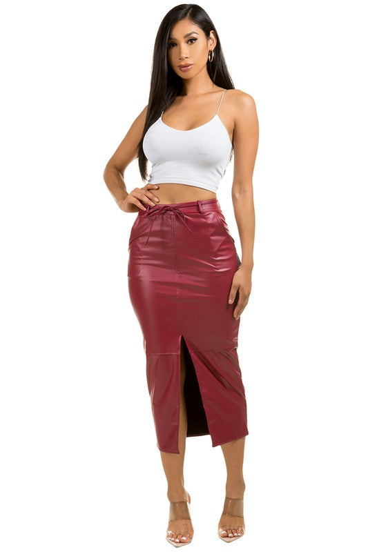 Sexy PU Leather Long Maxi Skirt