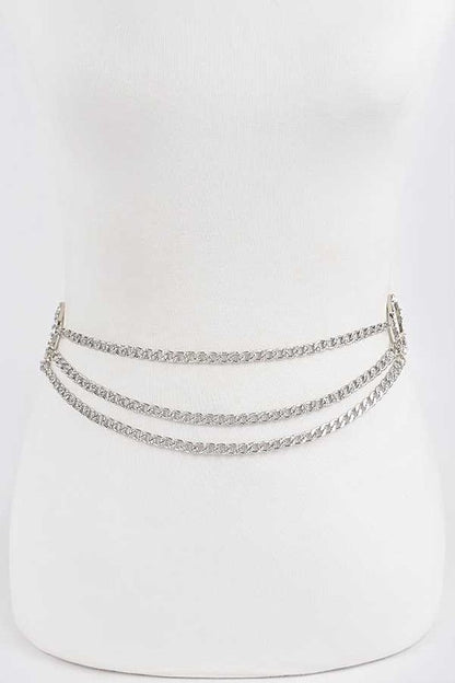 Crystal Ring Layered Chain Belt