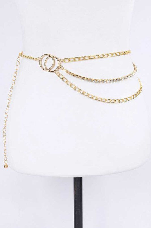 Iconic Rhinestone Layer Chain Belt